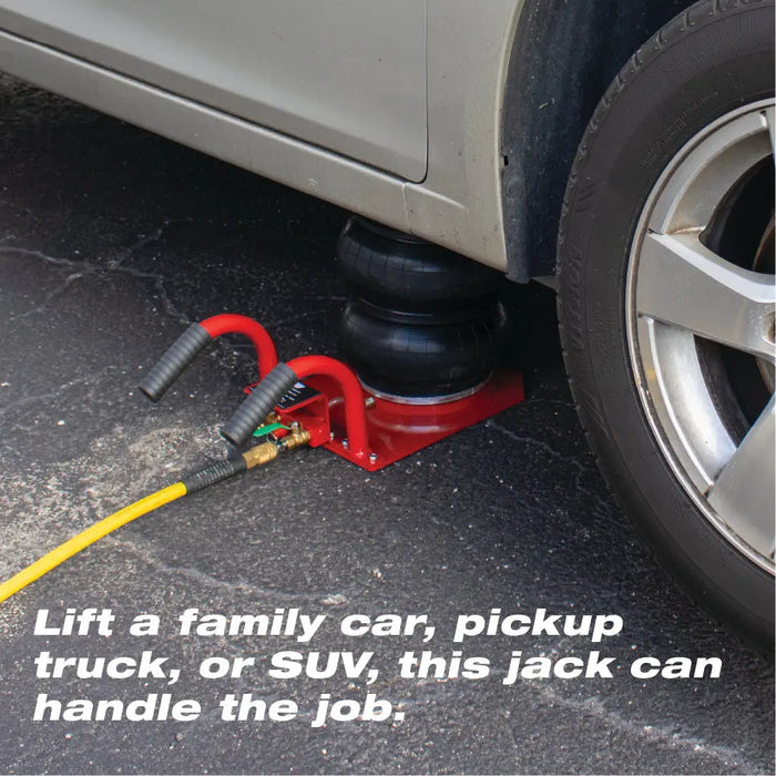 Pneumatic Triple Bag Air Jack 3 Ton/6600 lbs, Airbag Jack with Six Steel Pipes, Lift up to 15.5 inch, 3-5 s Fast Lifting Pneumatic Jack, with Side Handles for Car, Garage, Repair (Red) - National Supply Company