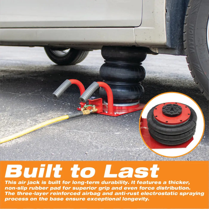 Pneumatic Triple Bag Air Jack 3 Ton/6600 lbs, Airbag Jack with Six Steel Pipes, Lift up to 15.5 inch, 3-5 s Fast Lifting Pneumatic Jack, with Side Handles for Car, Garage, Repair (Red) - National Supply Company
