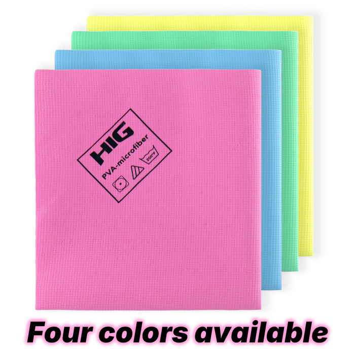 HIG PVA Microfiber Cleaning Towels, Professional Grade Synthetic Chamois Cloths for Streak Free Shine, Ultra Absorbent, Smooth & Reusable All-Purpose Cleaning Rags for Home, Car & Kitchen (5, Pink)