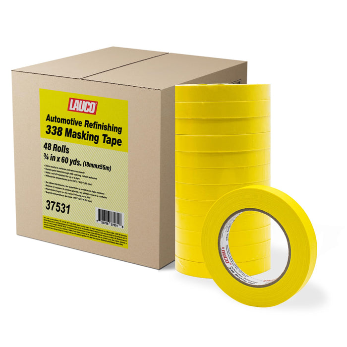 Automotive Masking Tape 0.75in, 48 Rolls Yellow Painters Tape for Car Painting, High Temperature Resistant Refinishing Tape, Clean Removal No Residue, Professional Auto Body Shop Masking Tape Bulk
