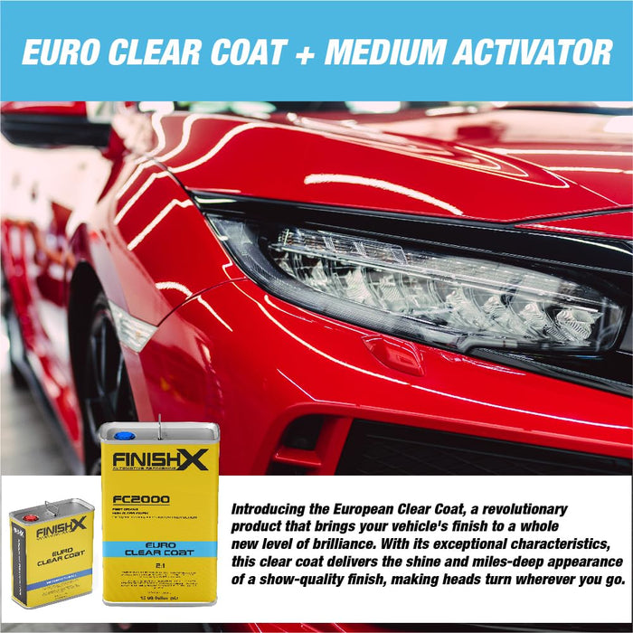LAUCO FinishX FC2000 2:1 Euro HS Automotive Clear Coat Kit 7.5 Liter Kit with Medium Activator/Hardener (FC2020-2.5 Liter)