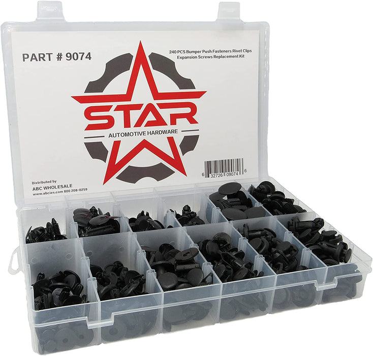 240 Pcs Bumper Clips Car, 12 Types of Clips, Bumper Push Fastener Rivet Clips, Expansion Screws Replacement Kit, Car Door Trim Panel Clips Kit Set A