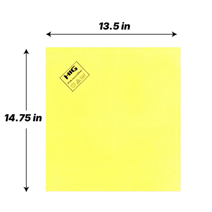 HIG PVA Microfiber Cleaning Towels, Professional Grade Synthetic Chamois Cloths for Streak Free Shine, Ultra Absorbent, Smooth & Reusable All-Purpose Cleaning Rags for Home, Car & Kitchen (5, Yellow)