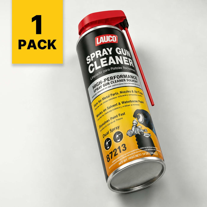 LAUCO Spray Gun Cleaner 14 oz, Pack of 1, High-Performance Paint Gun Cleaner Solvent, Fast Dissolving Aerosol for Waterborne & Solvent Paint, Dual Spray Precision Cleaner for Nozzles, Air Caps & Metal