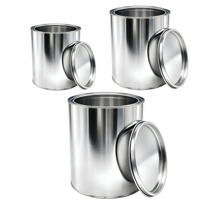 Lauco 3-Pack Metal Paint Cans with Lids, 1 Gallon + 1 Quart + 1 Pint Unlined Storage Containers – Durable Tinplate Buckets for Paint, Solvents, Craft Supplies & DIY Projects