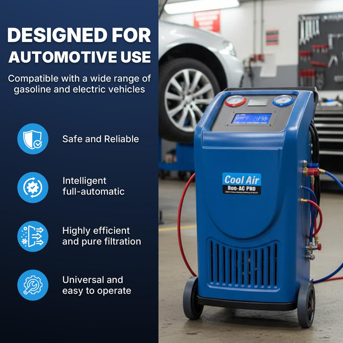 Cool Air Duo-AC Machine PRO – Professional Automotive A/C Recovery & Recharge Station | Full-Automatic Dual Refrigerant Service Machine for R134a & HFO-1234yf with 7-Inch Touch Screen (Duo-AC PRO)