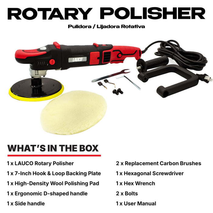 LAUCO Rotary Polisher 1200W with 6-Inch Backing Pad, 6-Speed Variable Control, High Torque Professional Polishing Machine for Car Detailing, Paint Correction, Buffing, Waxing & Finishing LP1200