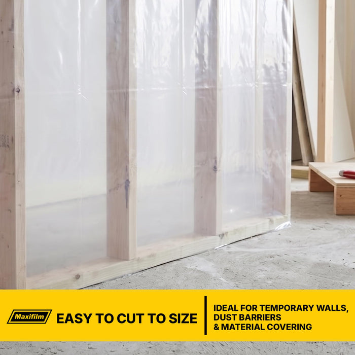 Lauco Heavy Duty Construction Plastic Sheeting 10' x 100' Roll – 6 Mil Clear Polyethylene Sheet – Waterproof Vapor Barrier, Dust & Moisture Protection for Painting, Furniture, Carpet & Contractor Use