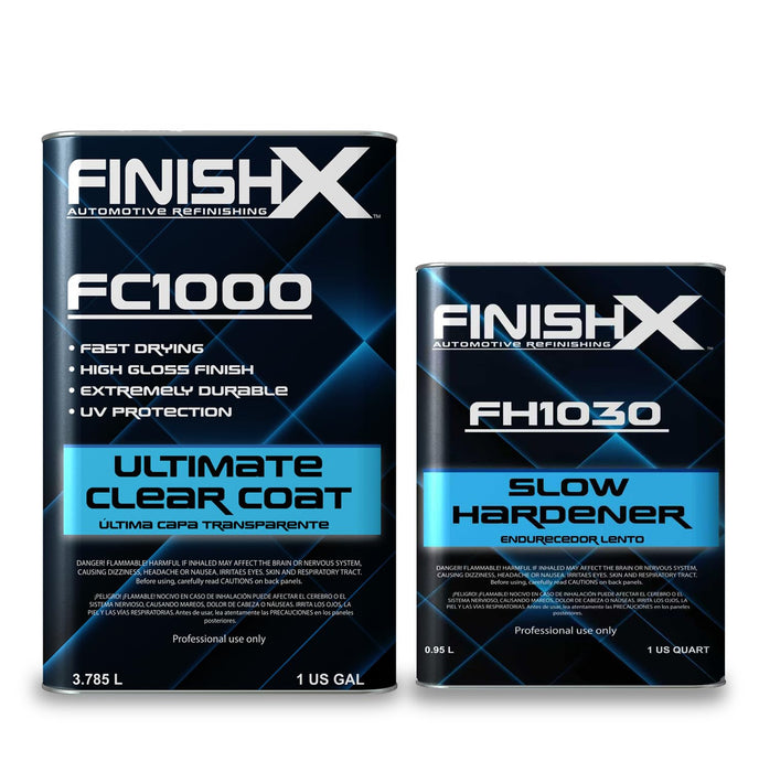 FinishX Automotive Refinishing Ultimate Clear Coat (FC1000-1 Gallon) 4:1 Kit with Slow Activator/Hardener (FH1030-1 quart)- FH1030