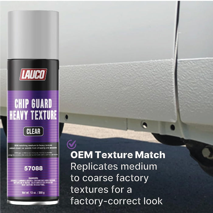 LAUCO Heavy Texture Chip Guard Clear Aerosol Spray Can – 13oz Durable Acrylic Coating – Protects Panels from Chips, Impacts & Abrasion – Matches OEM Textures – Clear 57088
