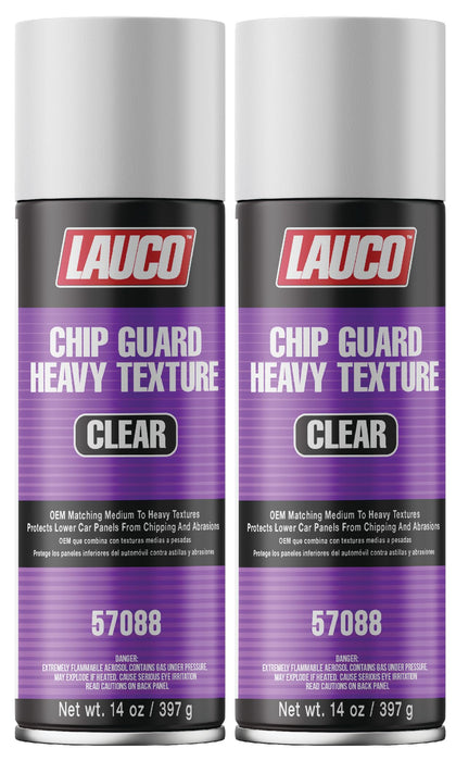 LAUCO Heavy Texture Chip Guard 13 oz Clear Aerosol Spray Can - 2 Pack- Durable, Acrylic Coating Protects Lower Panels From Impact, Chipping & Abrasion, Matches Medium to Coarse OEM Textures - Clear 57088