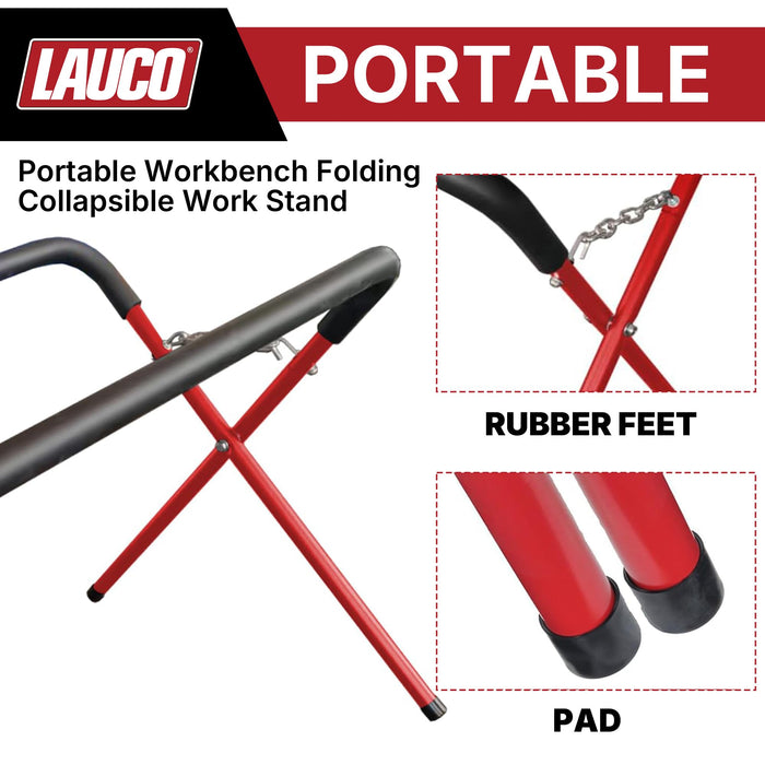 LAUCO Portable Workbench Folding Stand, 500 Pound Capacity Foldable Portable Work Stand , 41" x 43" x 35", Heavy-Duty Bumper Stand for Garage and Shop [9080]