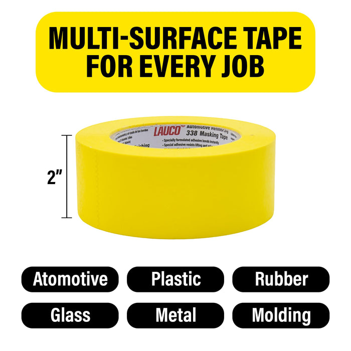 LAUCO Automotive Masking Tape 2in, 20 Rolls Yellow Painters Tape for Car Painting, High Temperature Resistant Refinishing Tape, Clean Removal No Residue, Professional Auto Body Shop Masking Tape Bulk