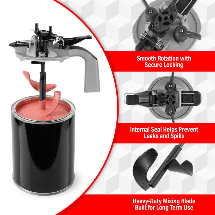Lauco 1 Quart Paint Can Mixing Lid with Pour Spout – Universal Paint Mixer Lid with Auger Mixing Blade, Drill or Hand Stir Compatible, Leak-Proof Seal & Drip-Free Pouring Spout for Paint, Stain, Varnish 26499