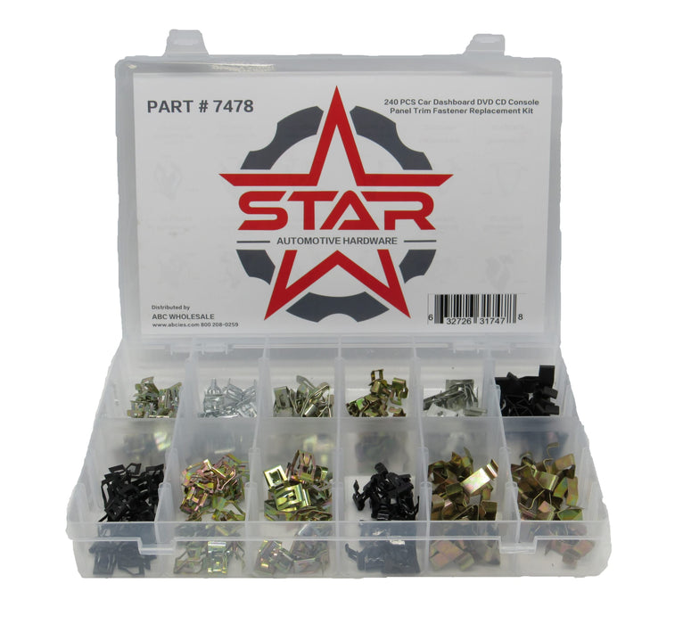 Panel Trim Fastener Kit 240-Piece – Star Dashboard, Door, Console, DVD/CD Panel Clip Replacement Set for Automotive Trim Repair