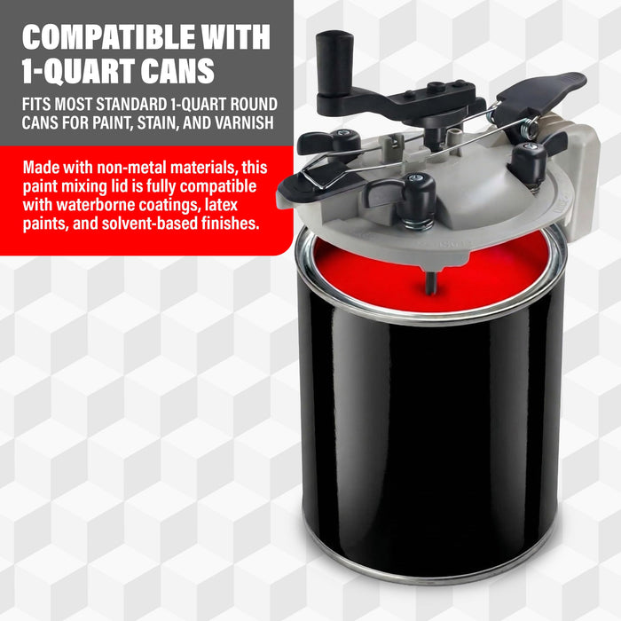 Lauco 1 Quart Paint Can Mixing Lid with Pour Spout – Universal Paint Mixer Lid with Auger Mixing Blade, Drill or Hand Stir Compatible, Leak-Proof Seal & Drip-Free Pouring Spout for Paint, Stain, Varnish 26499