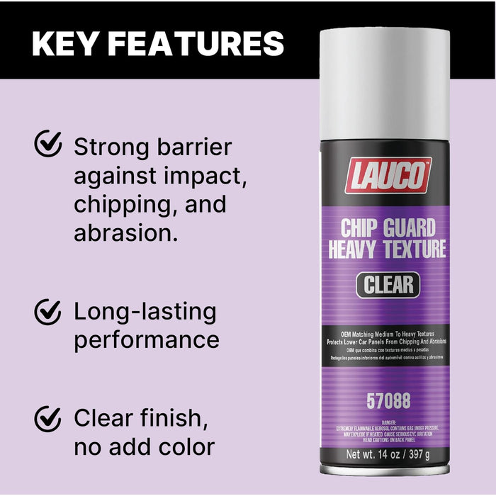 Heavy Texture Chip Guard 13 oz Clear Aerosol Spray Can with Aerosol Spray Gun - Pack of 6 - Durable, Acrylic Coating Protects Lower Panels From Impact, Chipping & Abrasion, Matches Medium to Coarse OEM Textures - Clear 57088