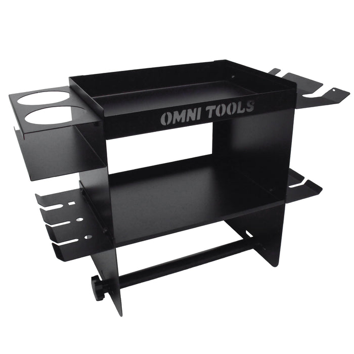 Omni Tools Multi-Function Paper Towel Holder, Steel Shop Organizer Rack with Tool Slots and Spray Gun Storage, Heavy-Duty Garage and Auto Body Shelf, 22.75 x 15 x 9.25 Inches 36038