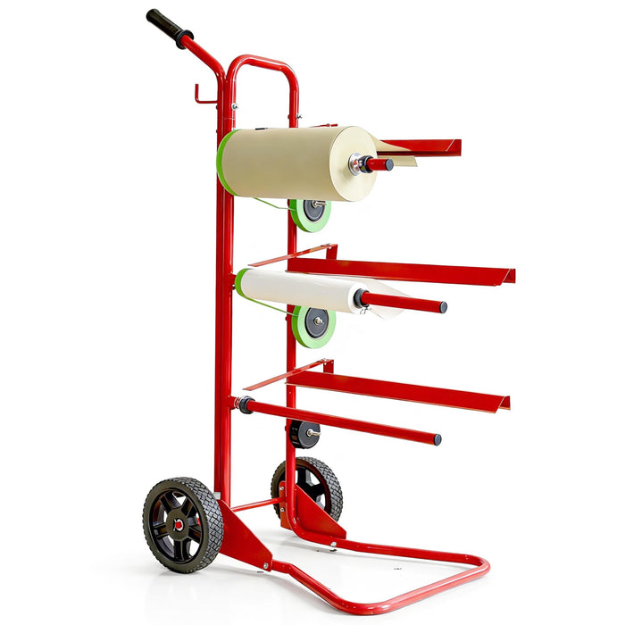 LAUCO Portable Slimline Mobile Masking Paper Machine Dispenser, Masking Machine Mobile Tree Style Mobile Masking Paper Station & Tape Dispenser Station, Stand Holds Multiple Rolls- (1680)