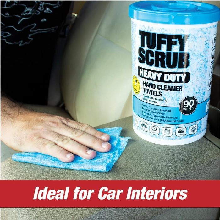 LAUCO Tuffy Scrub Cleaning Wipes – 90 Count (10" x 12") – Heavy Duty & Multi-Purpose Hand and Surface Towels for Industrial, Shop, Auto & Home Use (2 Pack, Heavy-Duty) 57029