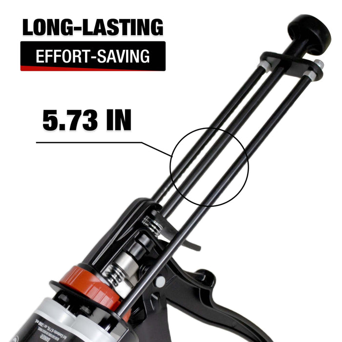 LAUCO Epoxy Gun Dual Cartridge 200 ml, Dual Cartridge Epoxy Gun, Manual Dual Cartridge Epoxy Gun for Panel Bonding Adhesive Applicator, Fillers, Structural Epoxy, Plastic Repair Adhesives (Black)