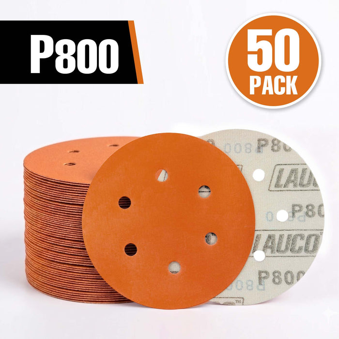 50 PCS 6 Inch 6 Hole Ceramic Sanding Discs P800, Hook and Loop Orbital Sandpaper, Heavy Duty Sandpaper for Wood, Metal, Automotive, Paint Removal