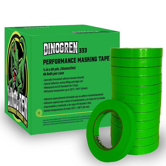 LAUCO DINOGREN High Performance Masking Tape for Car Paint, Heat & Water Resistant, Multi-Purpose Green (0.75 in 48 Rolls) 7765