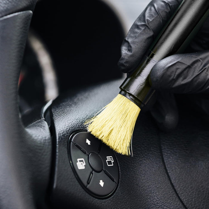 Car Detailing Brush Set, 6 Pack Natural Boars Hair Detailing Brushes, Clean Interior or Exterior, Wheels, Tires, Engine Bay, Leather Seats, Car Detailing Kit, Detailing Brush 46992