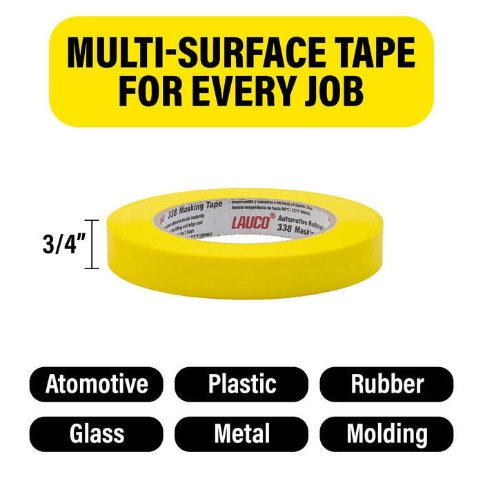 Automotive Masking Tape 0.75in, 48 Rolls Yellow Painters Tape for Car Painting, High Temperature Resistant Refinishing Tape, Clean Removal No Residue, Professional Auto Body Shop Masking Tape Bulk