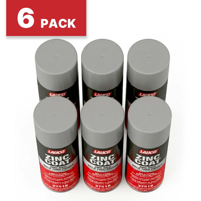 LAUCO Zinc Coat Weld-Thru Primer 15.5 oz, Pack of 6, Zinc Rich Spray for Welding, Anti-Corrosion Coating for Bare Metal, MIG & Spot Welding Safe, Fast Dry Industrial Primer 37518