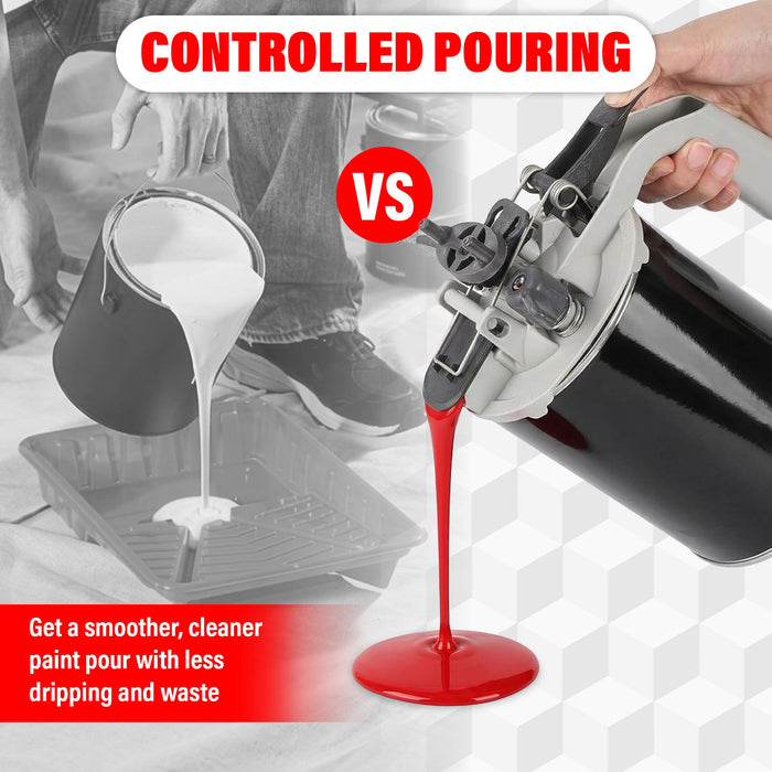 Lauco 1 Quart Paint Can Mixing Lid with Pour Spout – Universal Paint Mixer Lid with Auger Mixing Blade, Drill or Hand Stir Compatible, Leak-Proof Seal & Drip-Free Pouring Spout for Paint, Stain, Varnish 26499
