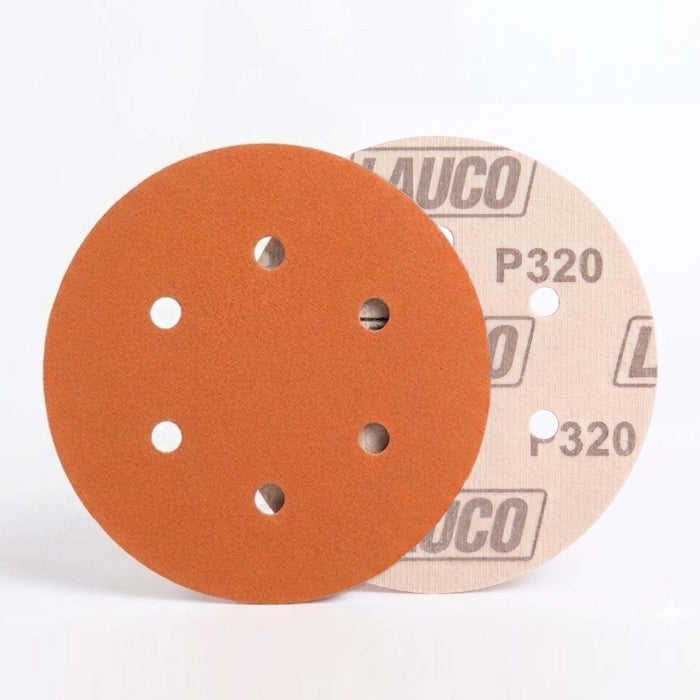 50 PCS 6 Inch 6 Hole Ceramic Sanding Discs P320 Grit, Hook and Loop Orbital Sandpaper, Heavy Duty Sandpaper for Wood, Metal, Automotive, Paint Removal