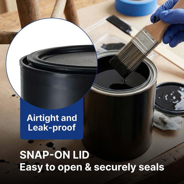 Plastic Paint Can Bucket 1QT Pack of 6, w/Lid & Handle, Triple Lock Airtight Seal, Touchdown Bucket, Small Pail Triple-Lock Airtight Seal to Minimizing Skimming, Rust, Odor & Chemical Resistant