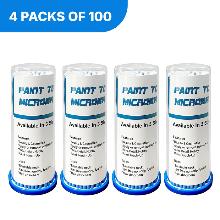 LAUCO 2.0mm Disposable Microbrush Applicator (400 Count - 4 Packs of 100) | Precision Tips for Automotive Paint Touch-Up, Detailing, Adhesives & Sealants 9066