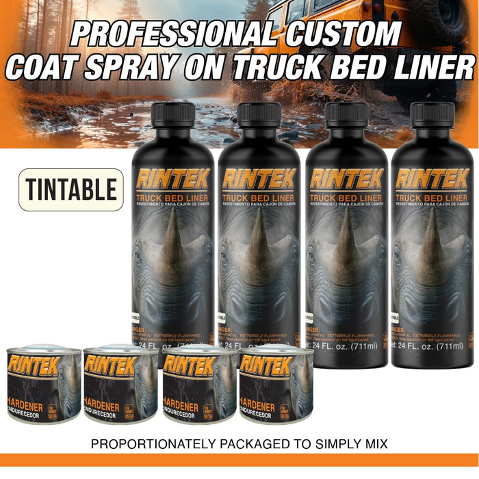 LAUCO Rintek Urethane Spray 8 Quart Kit Tintable Bedliner Coating, Heavy-Duty Polyurethane Protective Truck Bed Liner Paint, Waterproof Anti-Slip Impact-Resistant Automotive Coating with Spray Gun 95122