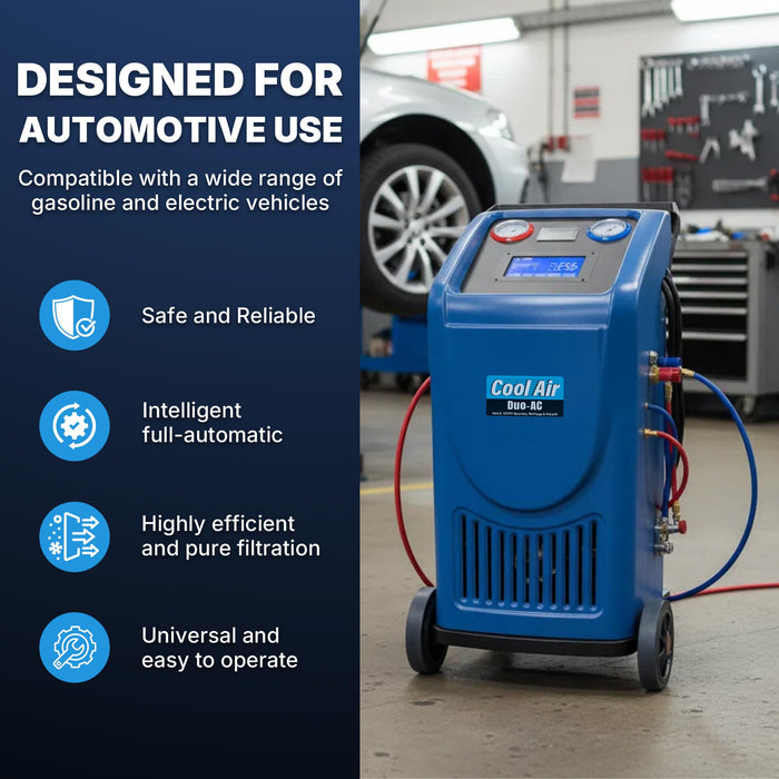 LAUCO Cool Air Duo-AC Machine – Professional Automotive A/C Recovery & Recharge Station | Full-Automatic Dual Refrigerant Service Machine for R134a & HFO-1234yf with 7-Inch Touch Screen (Duo-AC)