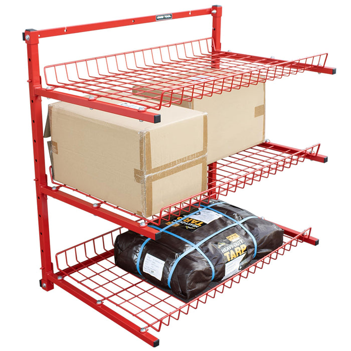 LAUCO Wall Mounted Storage Rack, 3-Level Metal Wall Shelving with Shelf Organizer/Garage Shelving Wall Mounted Heavy Duty [39116]