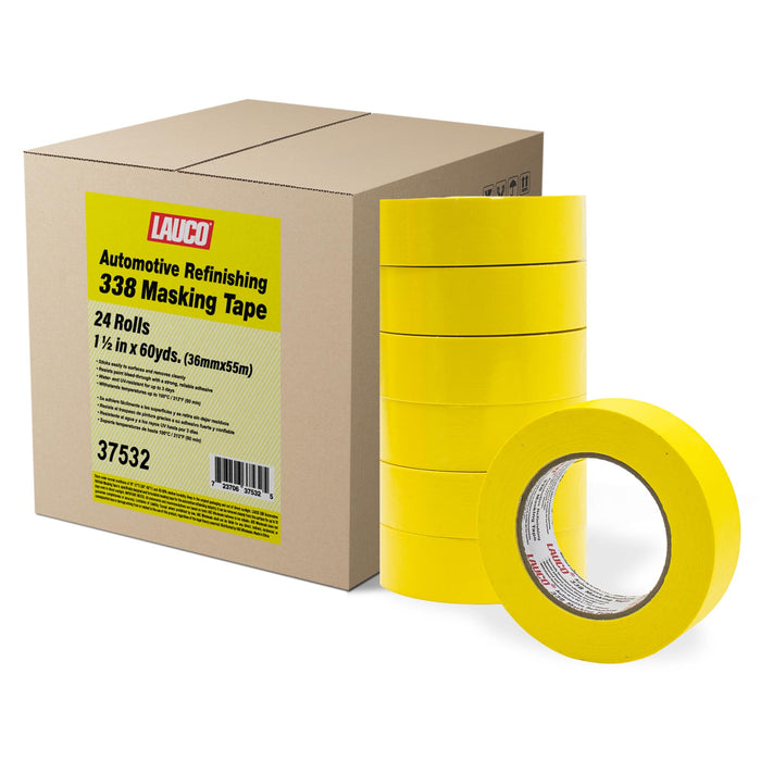 Automotive Masking Tape 1.4in, 24 Rolls Yellow Painters Tape for Car Painting, High Temperature Resistant Refinishing Tape, Clean Removal No Residue, Professional Auto Body Shop Masking Tape Bulk