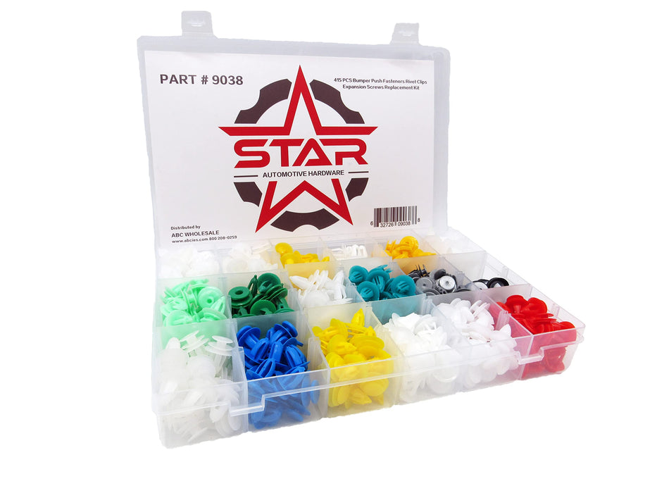 Car Door Trim Panel Clips Kit Set C (415 Pieces) 18 Types of Clips, Bumper Push Fastener Rivet Clips, Expansion Screws Replacement Kit