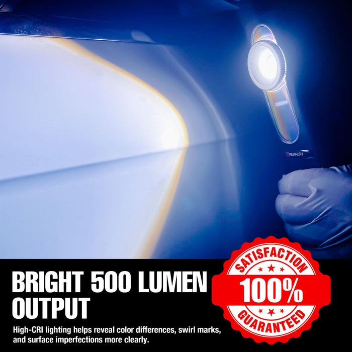 LAUCO LED Color Matching Light – 500 Lumen Handheld Work Light for Auto Paint – Natural Daylight Replication, 3 Color Temperatures, Rechargeable for Car Body Repair & Detailing CML9060