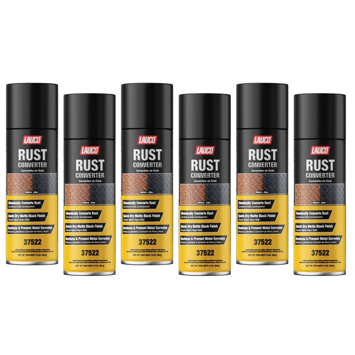 LAUCO Rust Converter Spray 13oz Pack of 6, Fast Dry Rust Remover & Converter, Converts Rust to Protective Black Coating, Anti-Corrosion Metal Treatment for Automotive, Tools & Steel Surfaces 37522