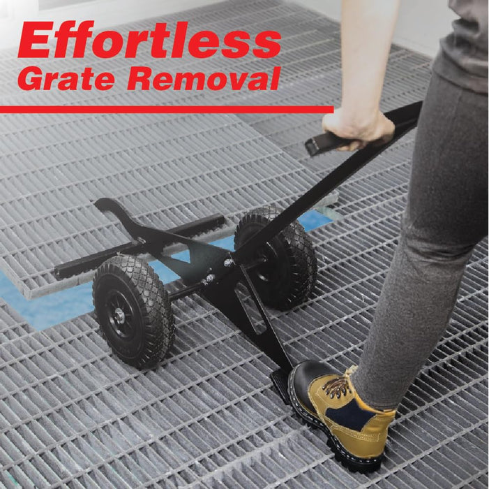 Lauco Grate Lifter Trolley | Heavy-Duty Grate Removal Tool for Spray Booths, Prep Bays - Ergonomic Design with 8” Wheels- 39113