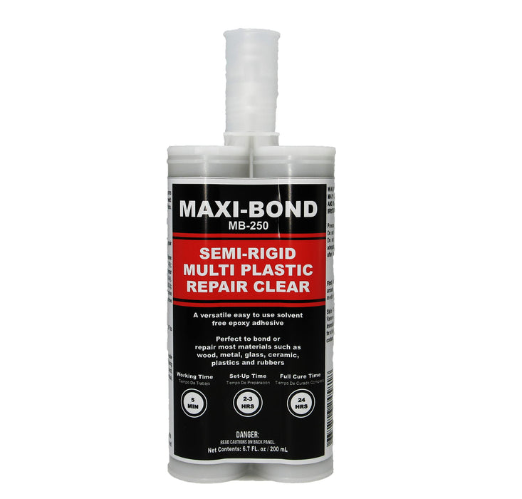 LAUCO Maxi-Bond Semi-Rigid Multi-Plastic Repair Epoxy Clear – 200ml (MB-250) – Fast 5-Minute Setting, High Bond Strength, Solvent-Free Adhesive for Plastic, Metal, Wood, and More 4581