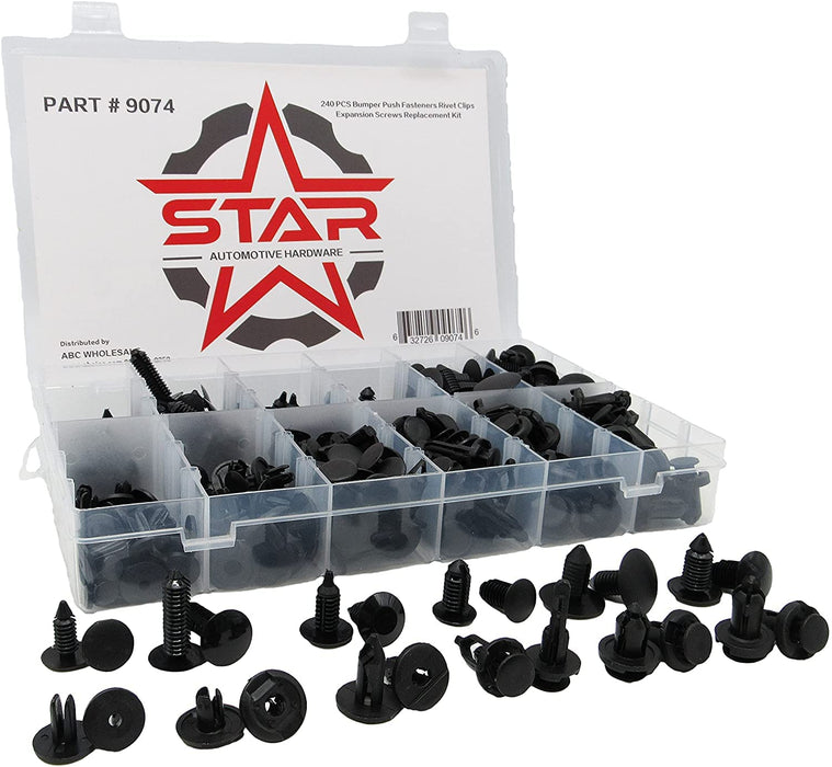 240 Pcs Bumper Clips Car, 12 Types of Clips, Bumper Push Fastener Rivet Clips, Expansion Screws Replacement Kit, Car Door Trim Panel Clips Kit Set A