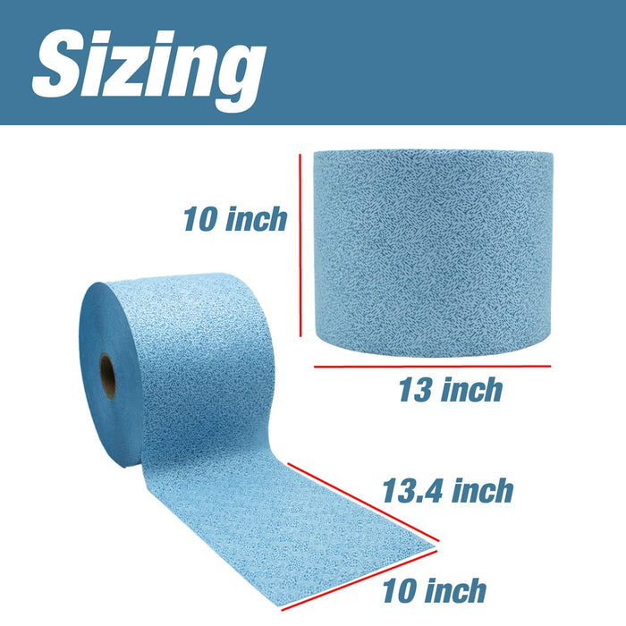 LAUCO Prep-Wipe Industrial Cloths Grease, Oil & Ink Cloths, Jumbo Roll, Lint-Free Towels, Blue (717 Sheets/Roll, 1 Roll/Case, 10” x 13.4” each sheet) 57013