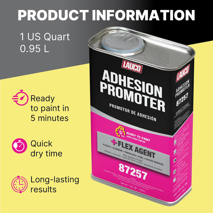 LAUCO Adhesion Promoter Quart, Automotive Surface Adhesion Enhancer with Flex Agent for Plastic, Metal, Fiberglass, and Vinyl, Fast Dry, Ready to Paint in 5 Minutes 87257