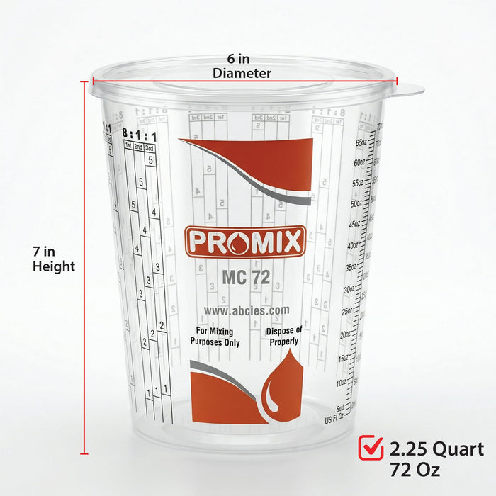 Reusable Graduated Paint Mixing Cups Pack of 100 with 12 lids - Size 72 Onz - Paint Cups with Calibrated Mixing Ratios, Measuring Cups for Epoxy Resin, Activators, and Thinners