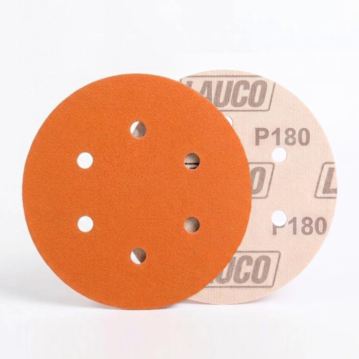 50 PCS 6 Inch 6 Hole Ceramic Sanding Discs P180 Grit, Hook and Loop Orbital Sandpaper, Heavy Duty Sandpaper for Wood, Metal, Automotive, Paint Removal