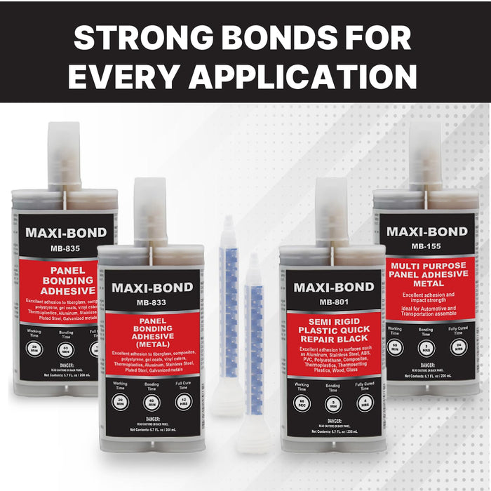 Maxi-Bond Multi-Purpose Panel Adhesive - Two Part Epoxy, Non-Sagging, High Strength Bond for Metal, Fiberglass, Molding Compound Panels (MB-155) (4)