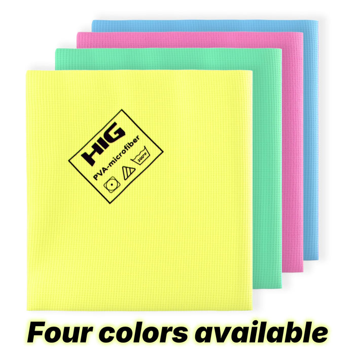 HIG PVA Microfiber Cleaning Towels, Professional Grade Synthetic Chamois Cloths for Streak Free Shine, Ultra Absorbent, Smooth & Reusable All-Purpose Cleaning Rags for Home, Car & Kitchen (5, Yellow)